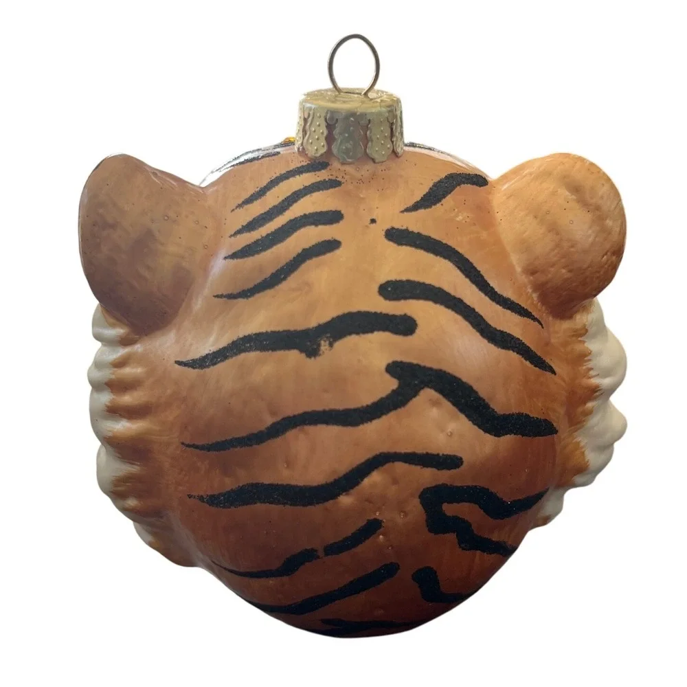 Tiger Head‎ Ornament Brown Black Stripes Holiday Decoration